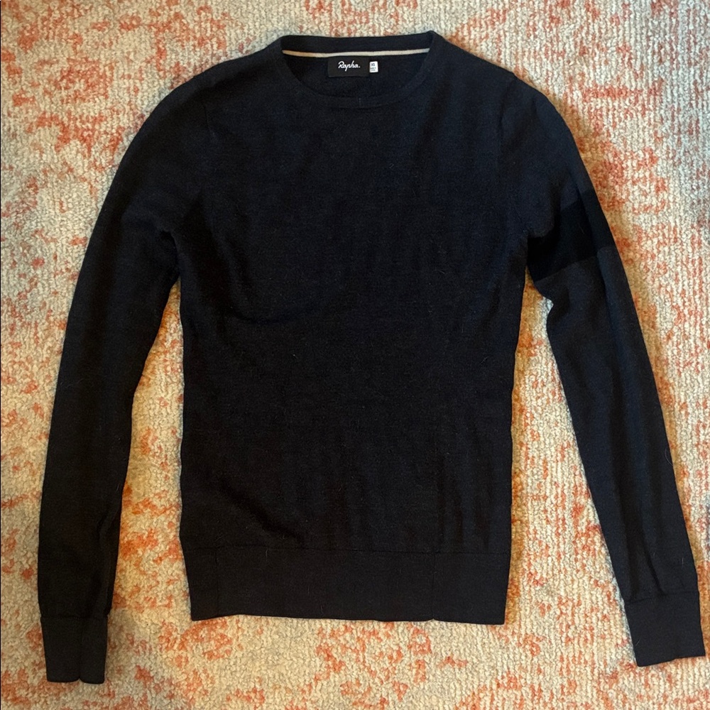 Rapha dark mottled grey merino wool crew neck sweater XS women’s
